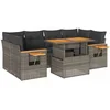 Image de vidaXL - 7-delige - Loungeset - met - kussens - poly - rattan - acacia - grijs