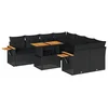 Image de vidaXL - 9-delige - Loungeset - met - kussens - poly - rattan - acacia - zwart