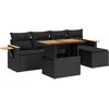 Image de vidaXL - 6-delige - Loungeset - met - kussens - poly - rattan - acacia - zwart