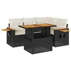 Image de vidaXL - 5-delige - Loungeset - met - kussens - poly - rattan - acacia - zwart