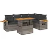 Image de vidaXL - 6-delige - Loungeset - met - kussens - poly - rattan - acacia - grijs