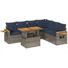 Image de vidaXL - 7-delige - Loungeset - met - kussens - poly - rattan - acacia - grijs