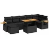 Image de vidaXL - 8-delige - Loungeset - met - kussens - poly - rattan - acacia - zwart