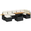 Image de vidaXL - 8-delige - Loungeset - met - kussens - poly - rattan - acacia - zwart
