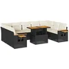 Image de vidaXL - 10-delige - Loungeset - met - kussens - poly - rattan - acacia - zwart