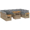 Image de vidaXL - 10-delige - Loungeset - met - kussens - poly - rattan - acacia - beige
