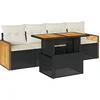Image de vidaXL - 5-delige - Loungeset - met - kussens - poly - rattan - acacia - zwart