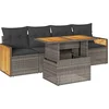 Image de vidaXL - 5-delige - Loungeset - met - kussens - poly - rattan - acacia - grijs