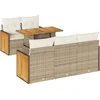 Image de vidaXL - 6-delige - Loungeset - met - kussens - poly - rattan - acacia - beige