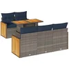 Image de vidaXL - 6-delige - Loungeset - met - kussens - poly - rattan - acacia - grijs