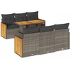 Image de vidaXL - 7-delige - Loungeset - met - kussens - poly - rattan - acacia - grijs