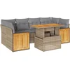 Image de vidaXL - 7-delige - Loungeset - met - kussens - poly - rattan - acacia - beige