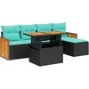 Image de vidaXL - 6-delige - Loungeset - met - kussens - poly - rattan - acacia - zwart