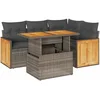 Image de vidaXL - 5-delige - Loungeset - met - kussens - poly - rattan - acacia - grijs