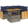 Image de vidaXL - 5-delige - Loungeset - met - kussens - poly - rattan - acacia - grijs