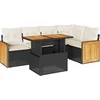 Image de vidaXL - 6-delige - Loungeset - met - kussens - poly - rattan - acacia - zwart