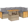 Image de vidaXL - 6-delige - Loungeset - met - kussens - poly - rattan - acacia - beige