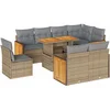 Image de vidaXL - 9-delige - Loungeset - met - kussens - poly - rattan - acacia - beige
