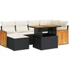 Image de vidaXL - 7-delige - Loungeset - met - kussens - poly - rattan - acacia - zwart
