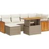 Image de vidaXL - 7-delige - Loungeset - met - kussens - poly - rattan - acacia - beige
