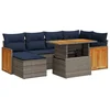 Image de vidaXL - 7-delige - Loungeset - met - kussens - poly - rattan - acacia - zwart