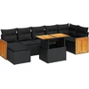 Image de vidaXL - 8-delige - Loungeset - met - kussens - poly - rattan - acacia - zwart