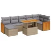 Image de vidaXL - 8-delige - Loungeset - met - kussens - poly - rattan - acacia - beige