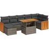 Image de vidaXL - 8-delige - Loungeset - met - kussens - poly - rattan - acacia - grijs