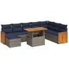 Image de vidaXL - 11-delige - Loungeset - met - kussens - poly - rattan - acacia - grijs