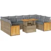 Image de vidaXL - 10-delige - Loungeset - met - kussens - poly - rattan - acacia - beige