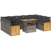 Image de vidaXL - 10-delige - Loungeset - met - kussens - poly - rattan - acacia - grijs
