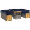 Image de vidaXL - 10-delige - Loungeset - met - kussens - poly - rattan - acacia - grijs