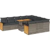 Image de vidaXL - 11-delige - Loungeset - met - kussens - poly - rattan - acacia - grijs