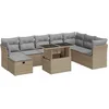 Image de vidaXL - 9-delige - Loungeset - met - kussens - poly - rattan - beige