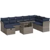 Image de vidaXL - 9-delige - Loungeset - met - kussens - poly - rattan - acacia - grijs