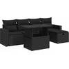 Image de vidaXL - 6-delige - Loungeset - met - kussens - poly - rattan - zwart