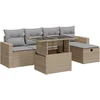 Image de vidaXL - 6-delige - Loungeset - met - kussens - poly - rattan - beige