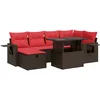Image de vidaXL - 7-delige - Loungeset - met - kussens - poly - rattan - acacia - bruin