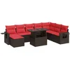 Image de vidaXL - 9-delige - Loungeset - met - kussens - poly - rattan - acacia - bruin