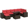 Image de vidaXL - 8-delige - Loungeset - met - kussens - poly - rattan - acacia - zwart