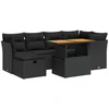 Image de vidaXL - 7-delige - Loungeset - met - kussens - poly - rattan - acacia - zwart