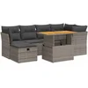 Image de vidaXL - 7-delige - Loungeset - met - kussens - poly - rattan - acacia - grijs