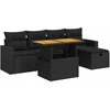 Image de vidaXL - 6-delige - Loungeset - met - kussens - poly - rattan - acacia - zwart
