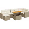 Image de vidaXL - 5-delige - Loungeset - met - kussens - poly - rattan - en - acaciahout - beige