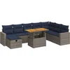 Image de vidaXL - 9-delige - Loungeset - met - kussens - poly - rattan - acacia - grijs