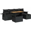 Image de vidaXL - 6-delige - Loungeset - met - kussens - poly - rattan - acacia - zwart