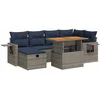 Image de vidaXL - 7-delige - Loungeset - met - kussens - poly - rattan - acacia - zwart