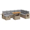 Image de vidaXL - 9-delige - Loungeset - met - kussens - poly - rattan - acacia - beige
