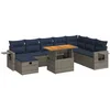 Image de vidaXL - 9-delige - Loungeset - met - kussens - poly - rattan - acacia - grijs