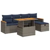 Image de vidaXL - 6-delige - Loungeset - met - kussens - poly - rattan - acacia - grijs